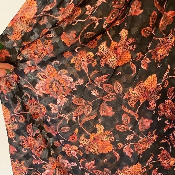 NWT size S black lined with a sheer floral overlay color red, orange black pink - Picture 6 of 11
